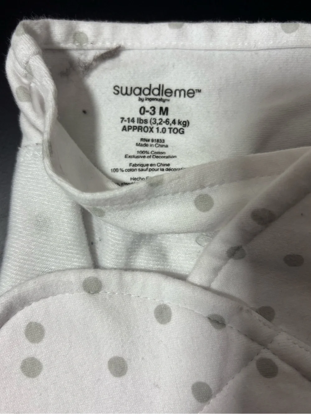 SwaddleMe White with Gray Polka Dot Baby Swaddle Sack